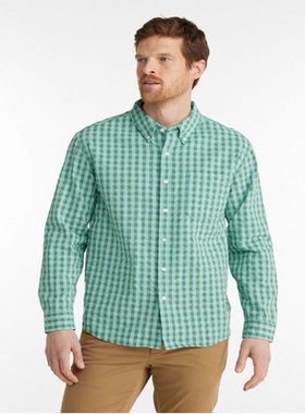 L.L. Bean/宾恩男士衬衫格子长袖开襟系扣时尚百搭TA510010衬衣