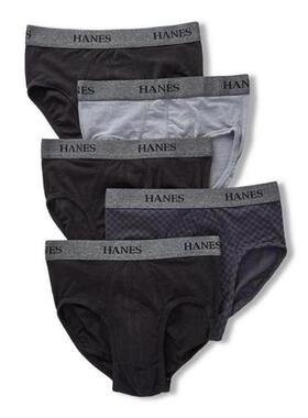 HANES/恒适男内裤三角裤5条装高腰纯色透气弹力亲肤直邮H300365