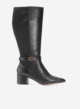 Cole Haan/可汗女高跟鞋粗跟长靴尖头秋冬皮质百搭时尚保暖W28933