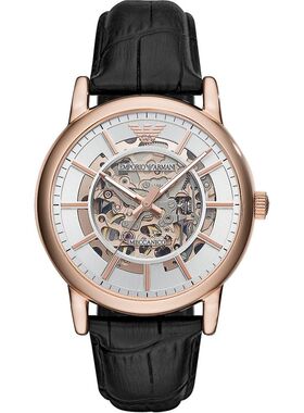 Armani阿玛尼手表男表全自动机械腕表镂空时尚皮带黑武士AR60007