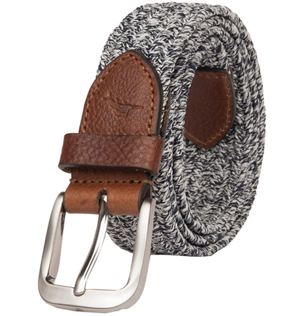 tommy bahama男腰带编织撞色牛皮针扣logo透气款弹力针织正品jx