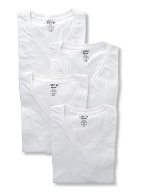 IZOD男士T恤V领短袖纯棉纯色舒适百搭4件内搭打底正品IZ0100CPT11