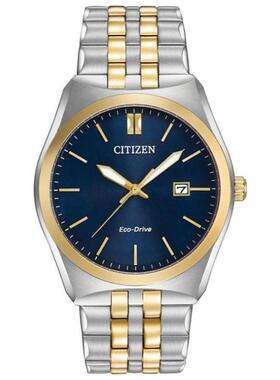 西铁城男手表Citizen光动能石英双色不锈钢带40mm礼物BM7334-58L