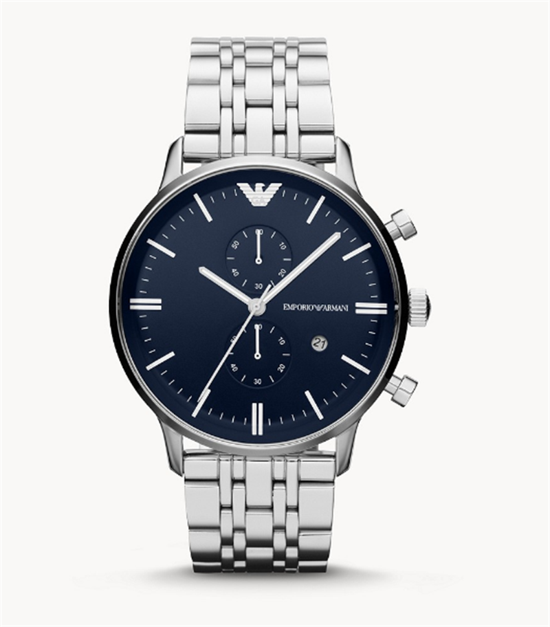 阿玛尼armani手表腕表男士蓝色表壳表盘43mm石英表经典正品ar1648