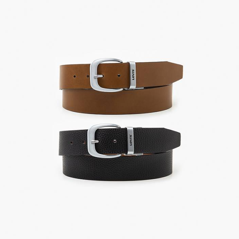 Levi's李维斯男士腰带皮带裤腰带牛皮双面可旋转4CM宽商务休闲款