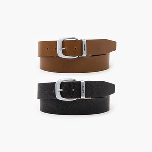 Levi's李维斯男士腰带皮带裤腰带牛皮双面可旋转4CM宽商务休闲款