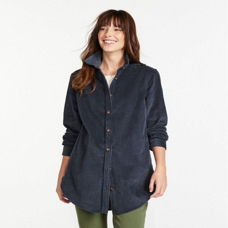 L.L. Bean/宾恩女士衬衫中长版长袖系扣棉质外穿日常美版户外休闲