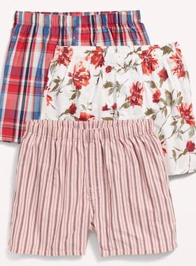 Old Navy男内裤棉质平角裤透气3条装家居短裤大裤衩沙滩裤短裤衩