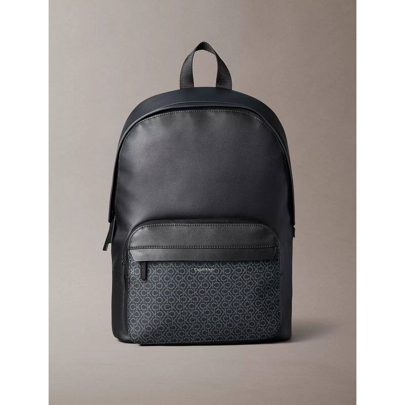 Calvin Klein双肩包男包ck背包中号黑色logo印花潮牌皮包职场学院