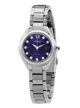 Citizen/西铁城女手表晶蓝色表盘不锈钢腕表礼物正品EW2540-83L