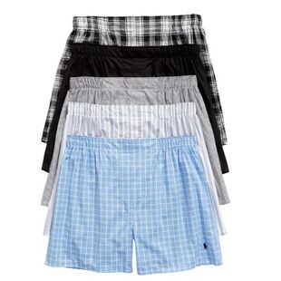 拉夫劳伦polo ralph lauren男士内裤四角裤家居短裤棉质吸汗5条装