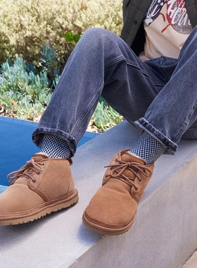 UGG男鞋棉鞋雪地靴系带Neumel户外短靴保暖翻毛冬季美国直邮3236