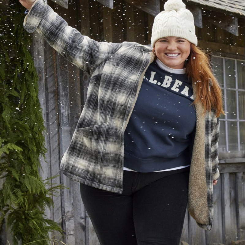 L.L. Bean/宾恩女士衬衫加厚长袖棉质柔软舒适抓绒正品TA518896