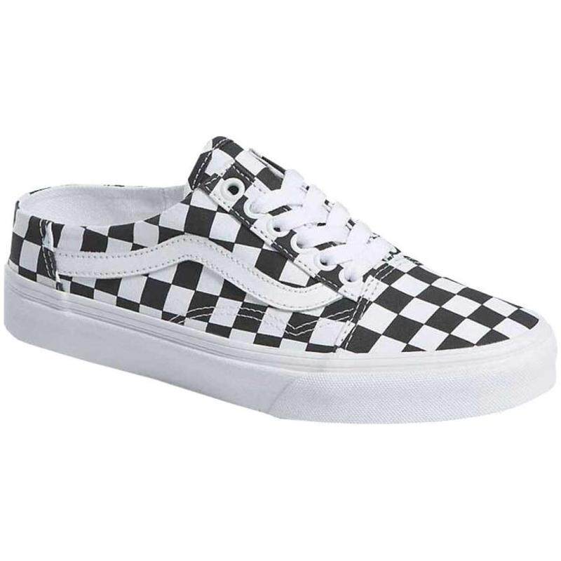 vans范斯女鞋帆布鞋低帮穆勒鞋黑白格子old skool秋冬正品899064