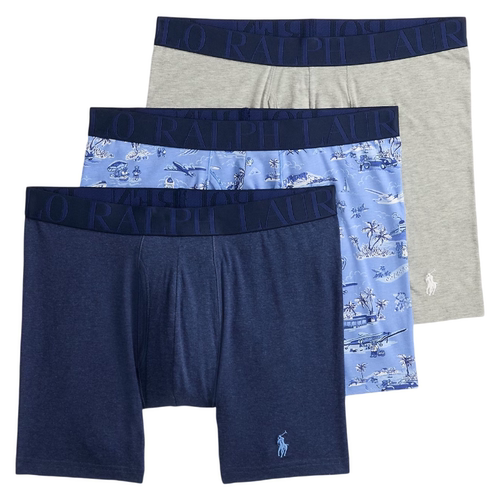 拉夫劳伦/POLO RALPH LAUREN男士内裤3条装四角透气平角内裤棉质