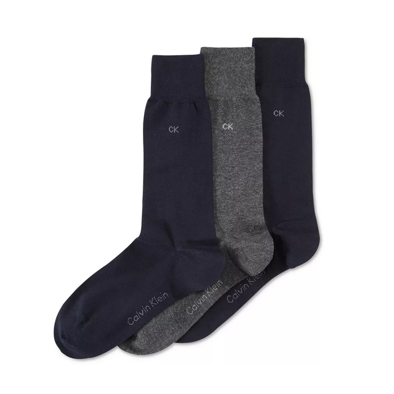Calvin Klein/凯文克莱男袜子中筒耐磨透气商务绅士弹力3双正品