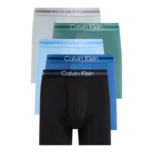 CALVIN KLEIN 男内裤CK平角内裤5条装中腰透气吸湿排汗logo腰带
