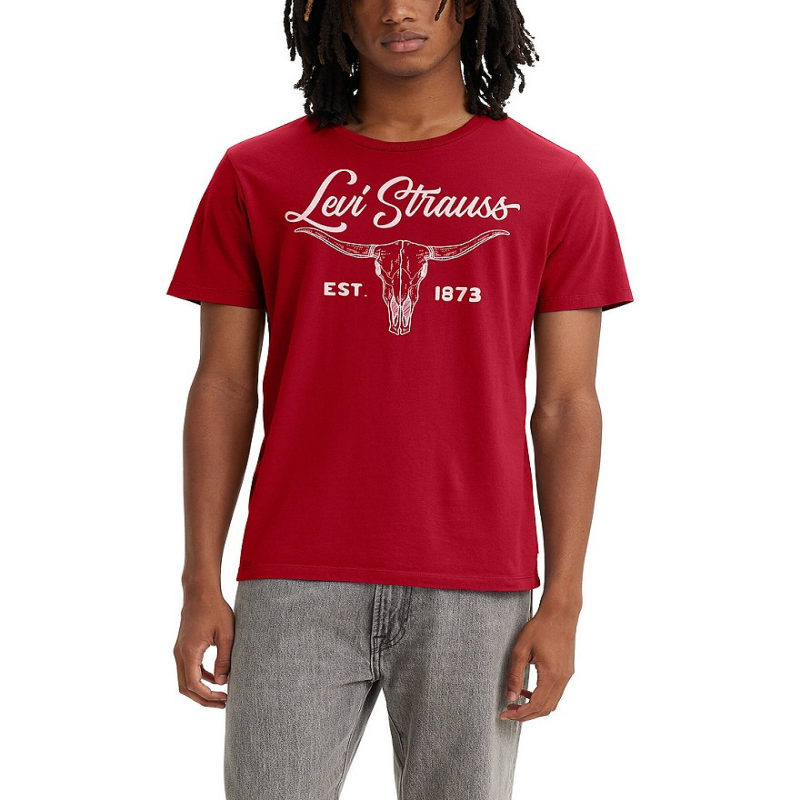 levis/李维斯七夕礼物送男友男士短袖t恤长角牛头图案活力夏装棉