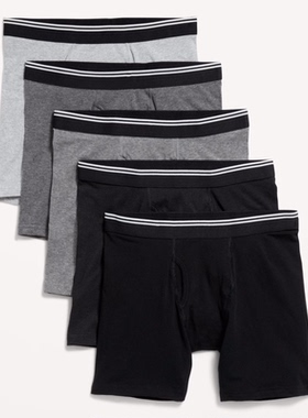 Old Navy男士内裤棉质平角裤5条装中腰送男友爸爸透气吸汗四季款