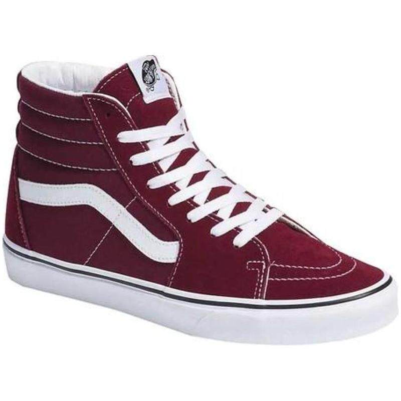 VANS/范斯男帆布鞋高帮系带酒红纯色运动板鞋Sk8 Hi正品893048