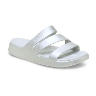 室外鞋 Crocs卡骆驰女鞋 凉拖防滑沙滩鞋 拖鞋 银色不磨脚 一字拖夏季