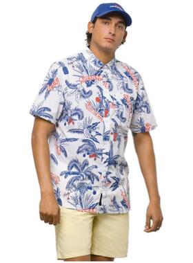 VANS男衬衫短袖立领系扣碎花时尚潮流夏季海边轻便正品VANR2XM
