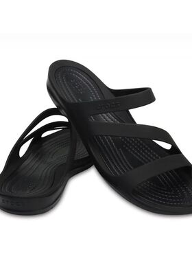 Crocs/卡骆驰女鞋拖鞋一字拖轻便平底鞋防滑沙滩鞋外穿夏季203998