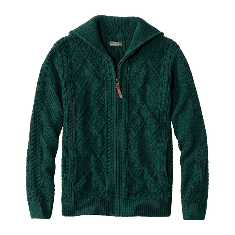 L.L. Bean宾恩男士毛衣绞花针织衫拉链开衫外套保暖纯棉秋冬季