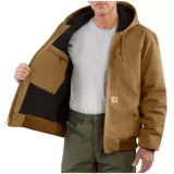 Carhartt Мужская рабочая куртка Carhartt Detroit, основная куртка с капюшоном, утепленная осенне-зимняя парусиновая куртка 106673