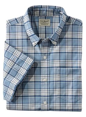 L.L. Bean宾恩男士短袖格纹衬衫弹力吸湿排汗商务休闲TA521663