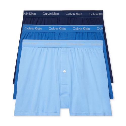 Calvin Klein/凯文克莱男平角内裤3件装棉质经典针织四角舒适弹力