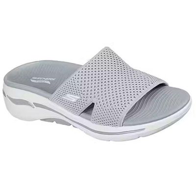Skechers/斯凯奇拖鞋女鞋夏季凉拖网面GO Walk透气一字拖轻便减震