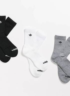 Adidas/阿迪达斯男袜子3双装高筒三叶草条纹透气热卖爆款300495