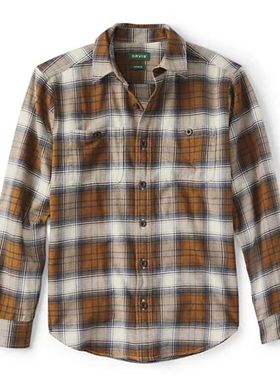 ORVIS男士衬衫法兰绒长袖衬衣柔软拉绒保暖格子衫欧美男装秋冬季