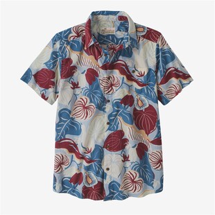 巴塔哥尼亚PATAGONIA男款短袖衬衫花纹纯棉透气轻便春夏美版52561