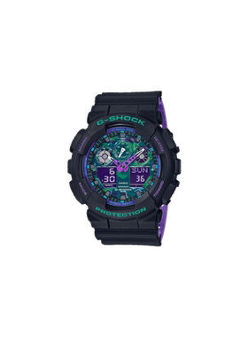 卡西欧男手表Casio G-Shock黑紫模拟石英防震防水礼物GA100BL-1A