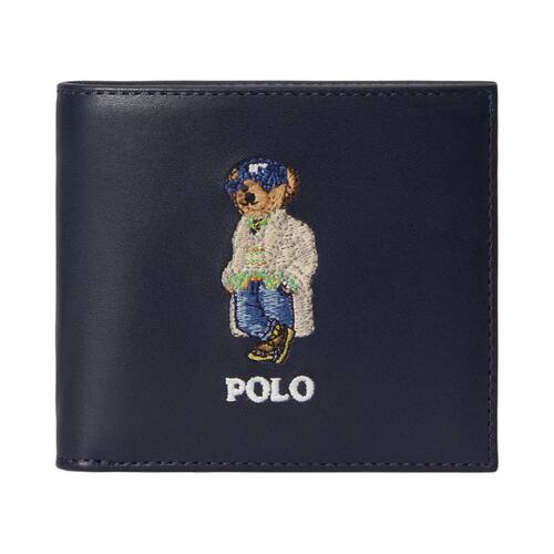 Polo Ralph Lauren拉夫劳伦钱包Polo Bear对折钱包纯皮卡包8卡位