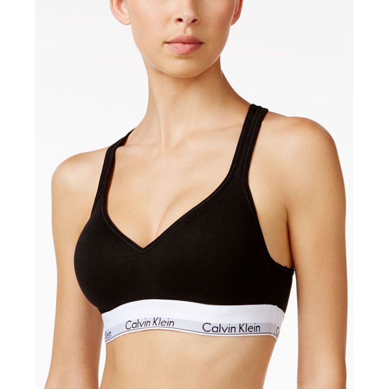 CK内衣女士文胸一体式交叉带无钢圈运动莫代尔棉运动背心QF1654