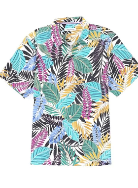 Tommy Bahama男方领印花衬衫海边夏威夷凉爽短袖休闲 T0497