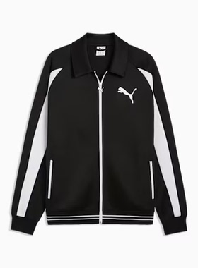 PUMA彪马男士夹克运动服T7宽松外套一道杠翻领美洲狮Logo赛车服