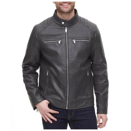 DKNY/唐可娜儿男士夹克长袖人造皮革绗缝赛车时尚正品20097499