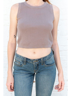 brandy melville背心BM女针织衫纯棉小码露脐弹力甜美学院春夏jx7