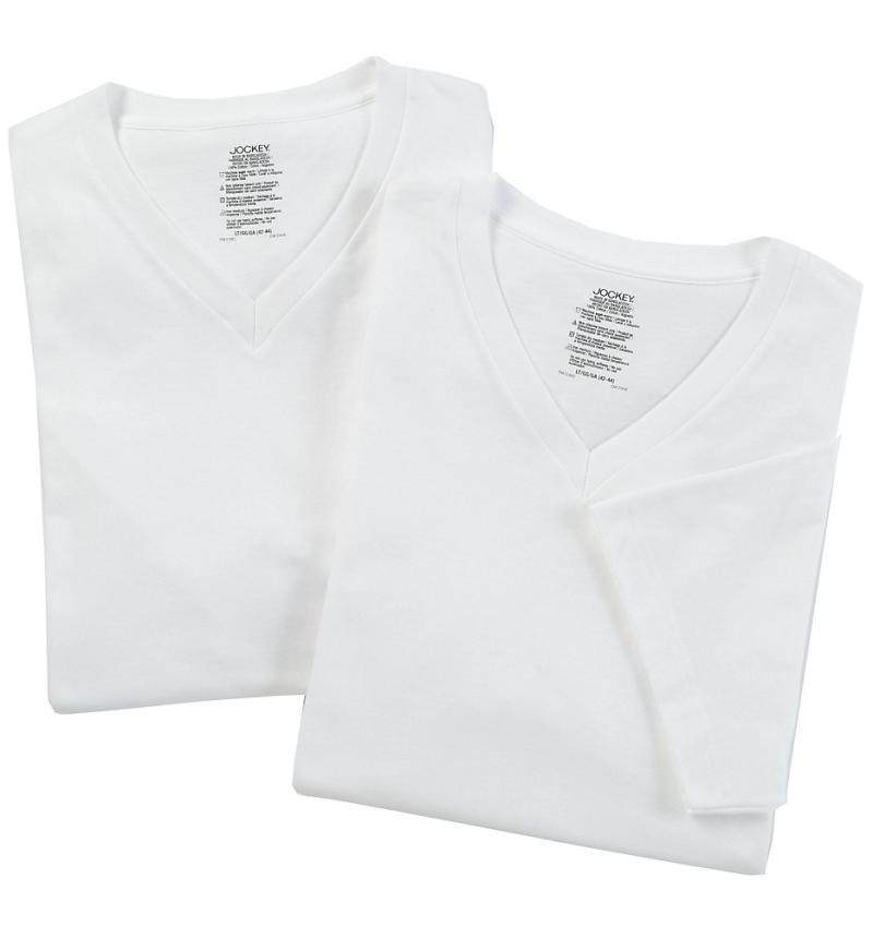 jockey 男装短袖t恤v领纯棉纯色两件装美国直邮jcky01-9984