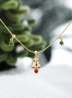 圣诞铃铛项链原创银饰S925纯银项链小众高级感百搭秋冬爆款锁骨链