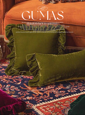 GUMAS家居丝绒荷叶边复古靠枕摆件秋冬款抱枕沙发靠垫店长推荐