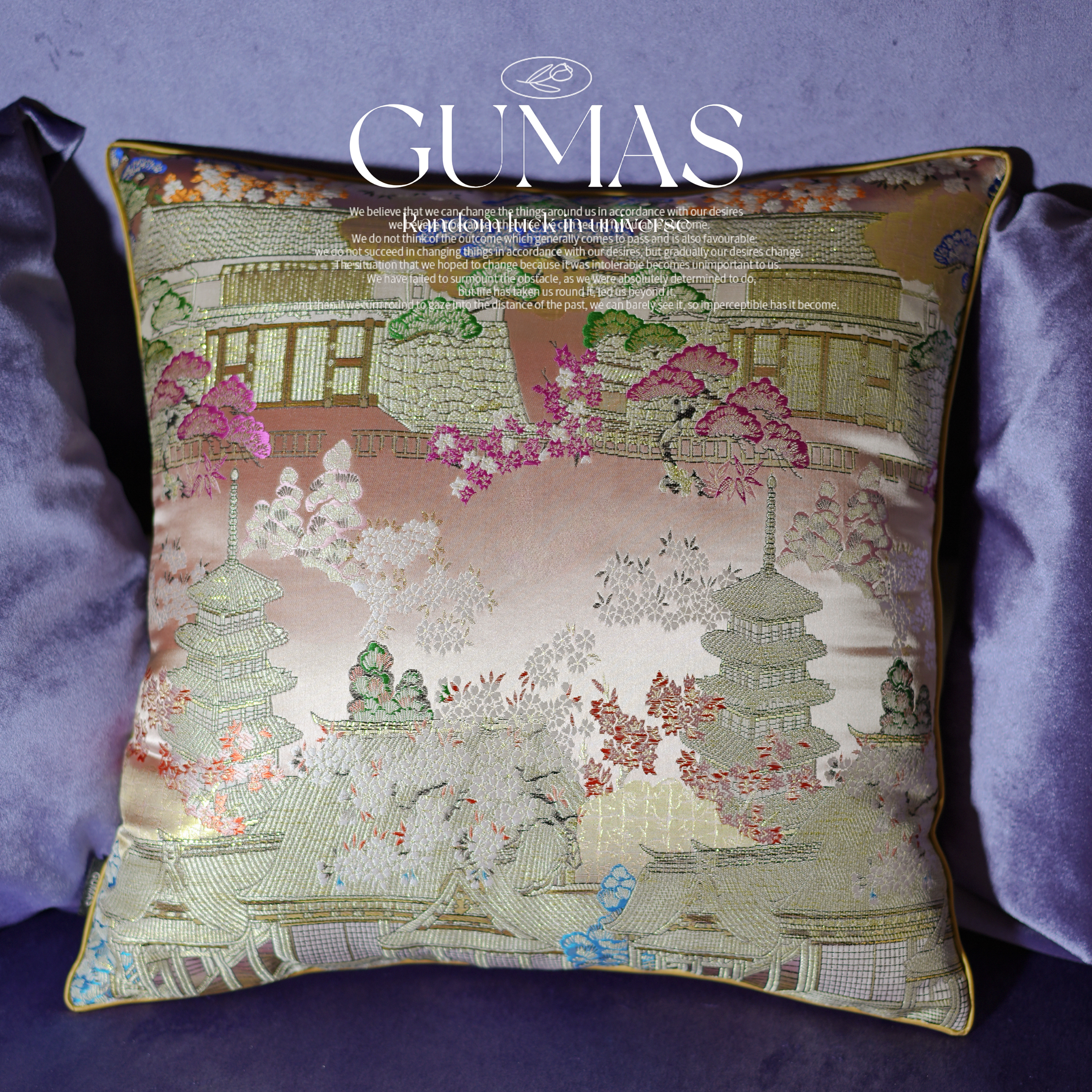 樱花粉中国风靠枕法式中国风