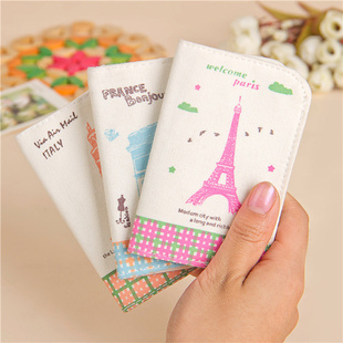 卜沐 简约浪漫巴黎 多卡位 帆布布艺公交卡套银行卡身份证卡包