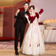 酒红色新中式 夏季 轻奢订婚高级回门礼服女 敬酒服新娘2026新款 大码