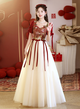 大码敬酒服新娘2025新款红色结婚高端订婚宴会晚礼服裙高级感夏季