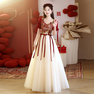 大码敬酒服新娘2026新款红色结婚高端订婚宴会晚礼服裙高级感夏季